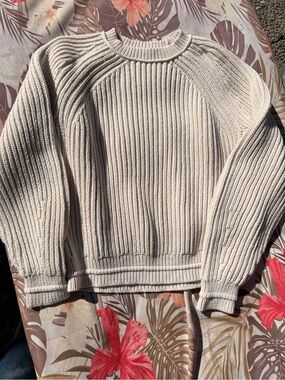 J Crew Classic Cream Ribbed Crewneck Sweater - Women